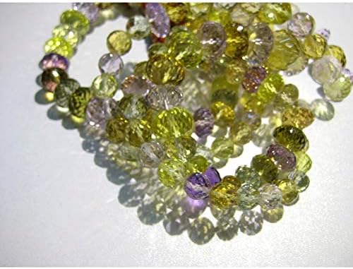 16 inch Strand Natural Multi 9-14 mm rondelle Faceted Beads for Jewelry Making - Multi Gemstone Faceted rondelles, 9mm to 14mm Each, 16 inch Strand