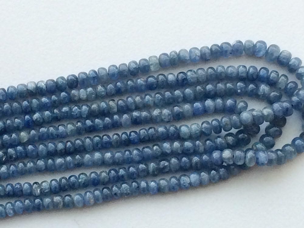 3-5mm Blue Sapphire Beads Plain Rondelle Beads, Blue Sapphire Beads, Sapphire For Necklace, Burma Sapphire Beads (8IN T0 16IN)-PGA2199