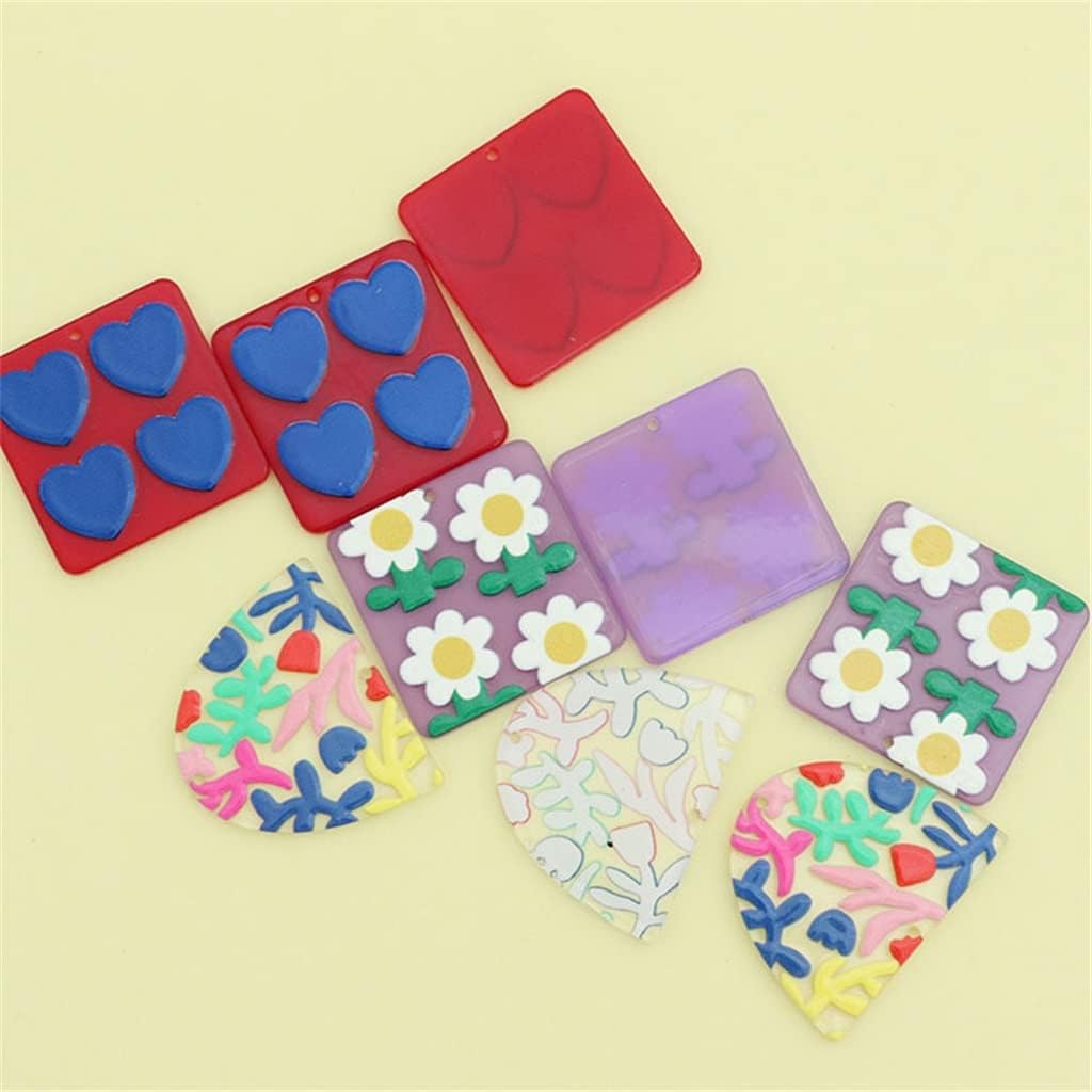 SIDUFHAOPKLL Colourful Geometric Clashing Love Flower Studs DIY Earrings Handcrafted Material Kit(Black)