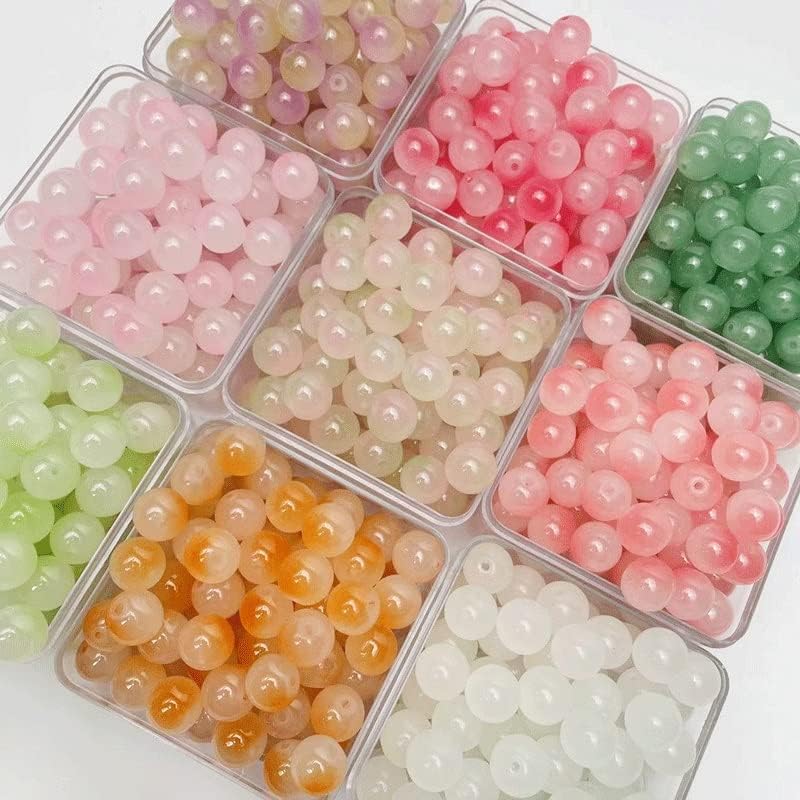 DIY String Accessories Wholesale Necklace Jewelry Beading Material 8mm Two-Color Glass Beads Loose Beads Handmade(D,12mm) (D 12mm)
