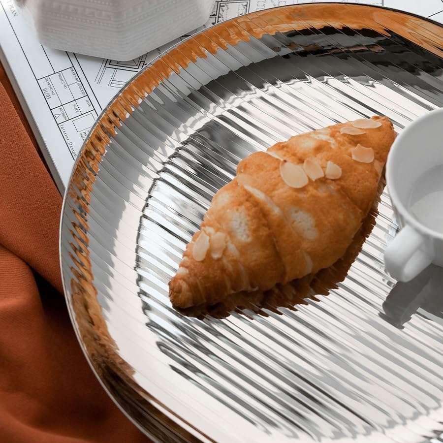 Tray Stainless Steel Western Food Tray Household Light Luxury Dining Tray Tea Cup Storage Tray Sample Ornaments Storage Tray Serving Trays