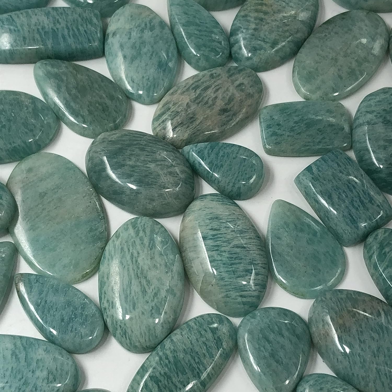Natural BLUE AMAZONITE Gemstone Loose Cabochon Lot For Jewelry Making, Loose Gemstone For Ring, Earring & Pendant Necklace, Jewelry Making Cabochons, Healing Gemstones