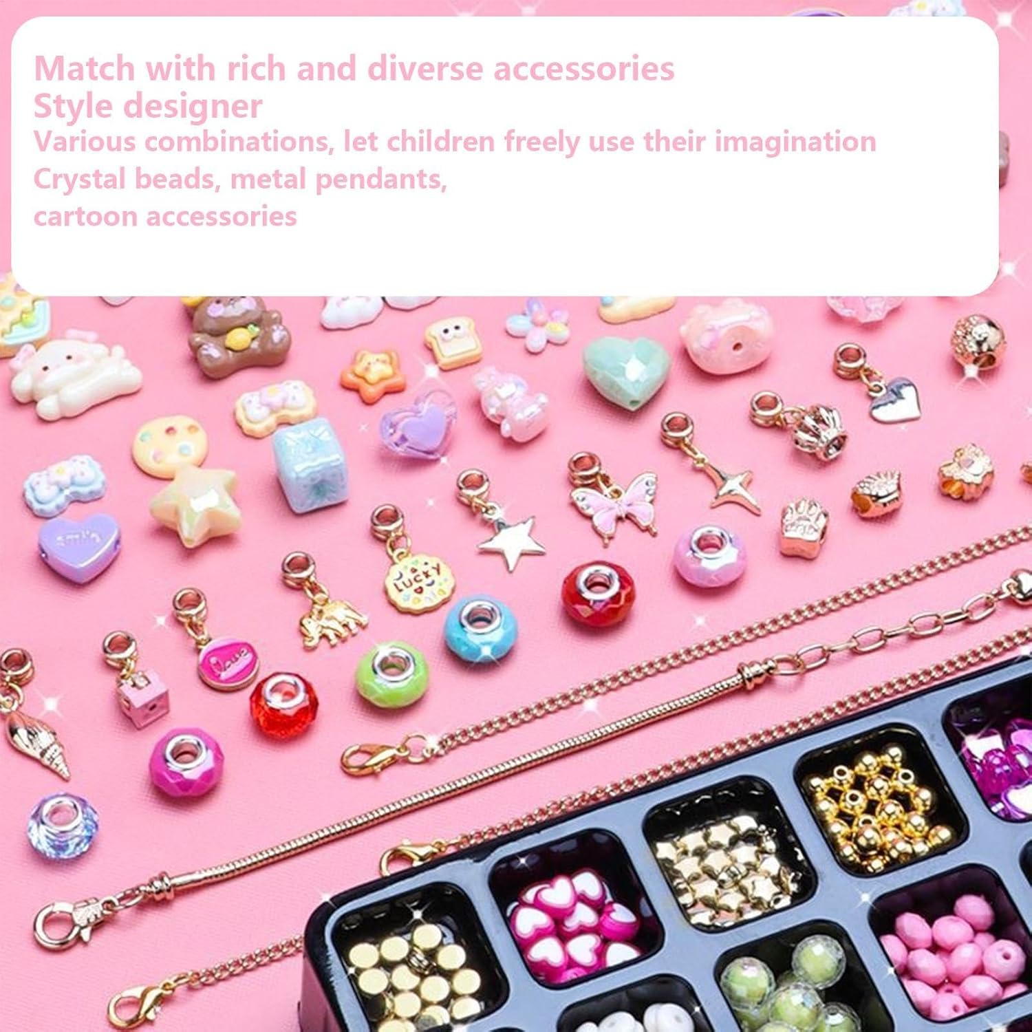 Bead Bracelet Kit, Bracelet Craft Supplies, Colorful Bracelet Kit, Multifunctional Bead Kit, Funny Bracelet Kit, Bracelet Making Kit, Colorful Charm Bracelet Making Kit for Girls