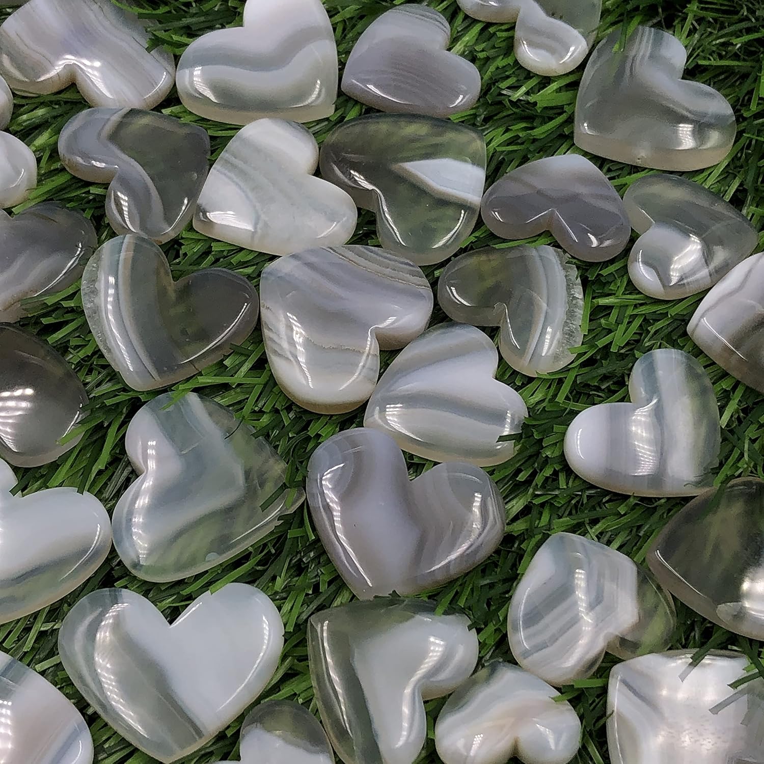 Natural BOTSWANA AGATE HEART SHAPE Gemstone Loose Cabochon Lot For Jewelry Making, Loose Gemstone For Ring, Earring & Pendant Necklace, Jewelry Making Cabochons, Healing Gemstones
