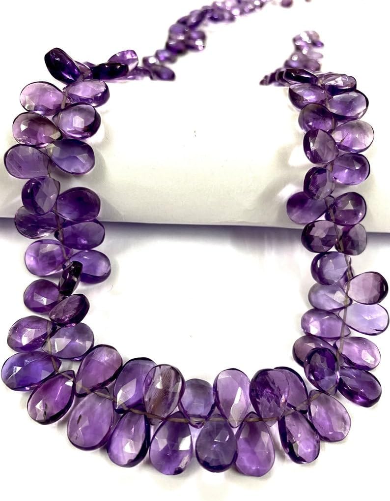 Natural Amethyst pear Faceted Beads 6X9-8X11 18 inch Long String Jewelry Making Gemstone Beads for Necklace Bracelet