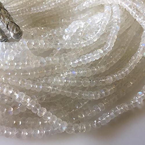 Natural Rainbow Moonstone Multi Strand Necklace, 10 Strand Multi Line Faceted Moonstone Beads, 4mm To 5mm Bead