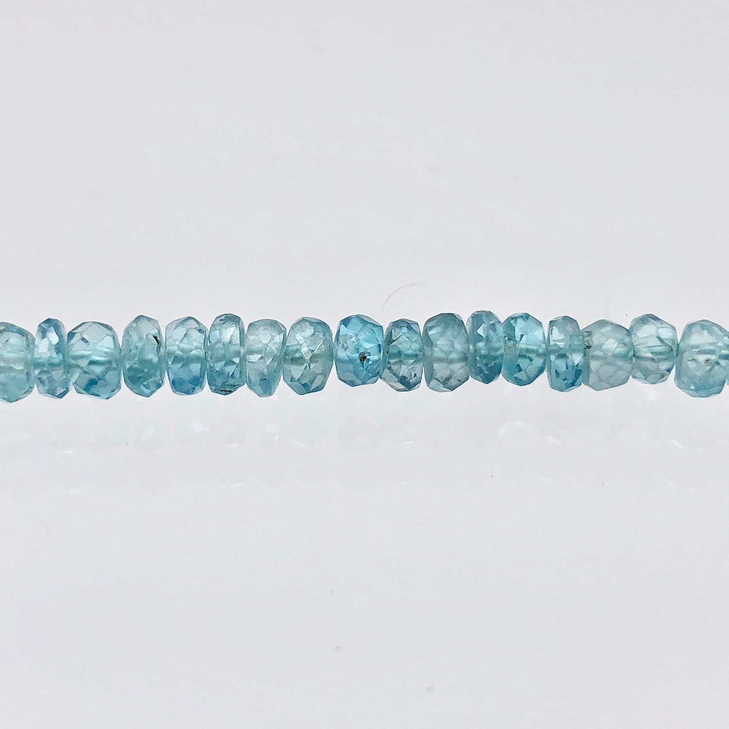 73.7cts Natural Blue Zircon 3x1.5-4x2.5mm Graduated Faceted Bead Strand 10844 for Jewelry Making