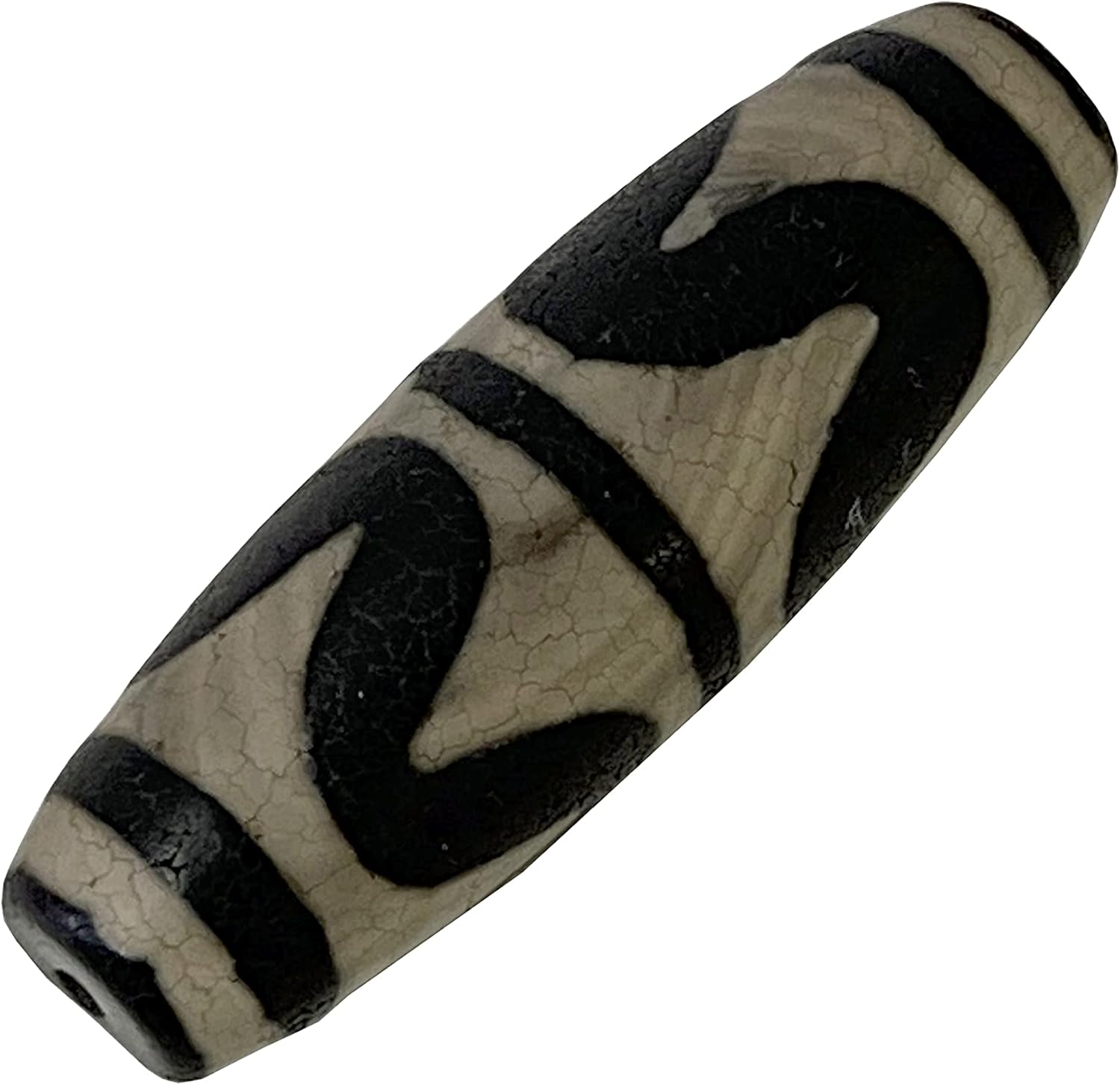 Chinese Handmade Agate Stone Pattern Oval Long Dzi Bead Pendant Aws2399