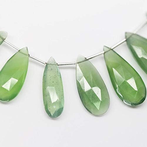 GEMZ 6 inch Strand of Natural Green Quartz pear Drop Shape Faceted Cut Green Color briollete Beads for DIY Jewelry Making- Earring Necklace Bracelet.