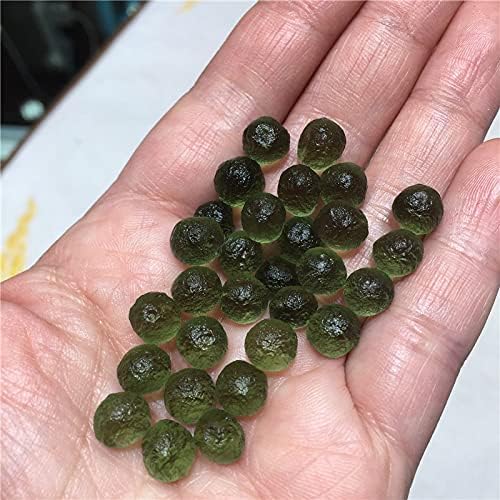 ZTBH Czech Meteorite 6pcs/lot Natural Moldavite Crystal Energy Stone Czech Meteorite Impact Glass Beads Rough Stone Irregular Shape Pendants Crystal Jewelry (Color : Khaki, Size : 20-21mm)