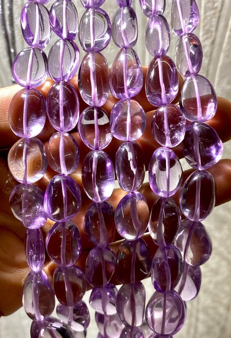 Natural Amethyst Nugget Smooth Beads 7X13-11X16MM 20 inch Long String Jewelry Making Gemstone Beads for Necklace Bracelet