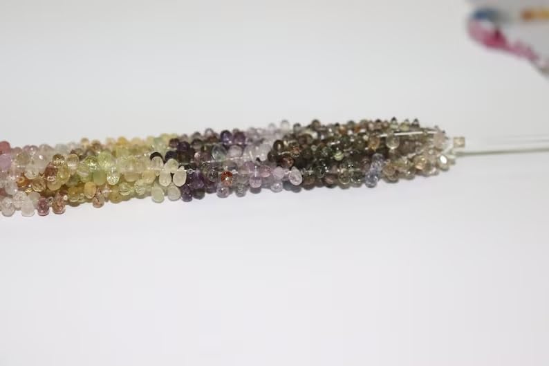 Multi Sapphire Faceted Drops Beads 2 * 4 mm Multi Beads Sapphire teardrops Beads Multi Sapphire Drops Wholesale Lot 10 Strands