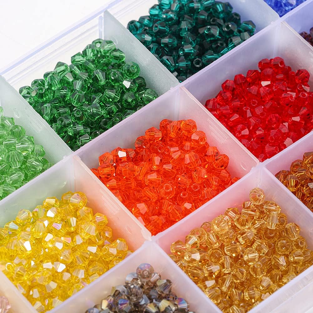 YU 4mm Glass Bicone Beads Kits Jewelry Beads Loose Spacer Beads Fit Jewelry Making DIY Bracelet Necklace Accessories 3000pcs/box T322 (Color : 1, Item Diameter : 4mm-3000pcs)