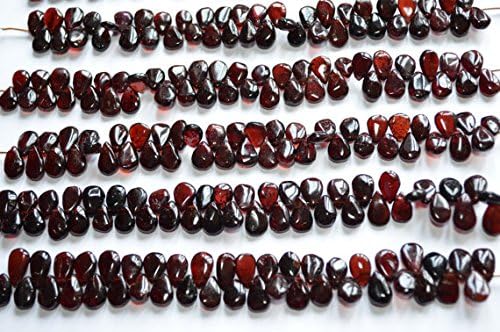 13 inch natural beads strand of 7x9-8x12mm smooth pear pyrope garnet gemstone briolletes beads for DIY jewelry - necklace, bracelet, earring, ring.