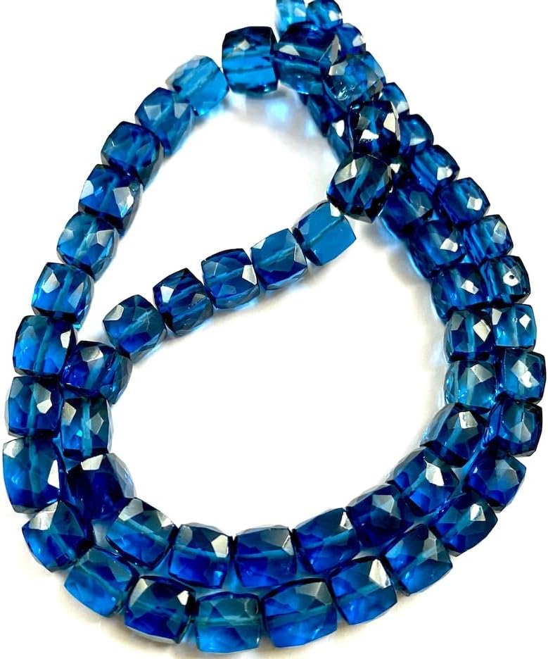 Natural NEON Blue Spinel Box Faceted Beads 7X8-6X8 18 inch Long String Jewelry Making Gemstone Beads for Necklace Bracelet