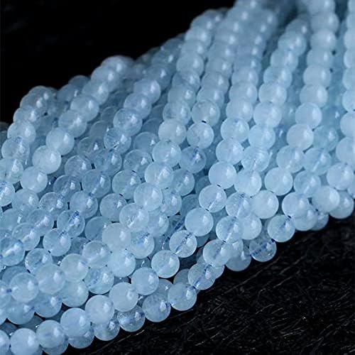 Beads Gemstone 1 Strands Natural Green Blue Aquamarine Semi-Precious Stones Round Loose Beads 6mm 16 Inch Long 05208 Code-HIGH-29770