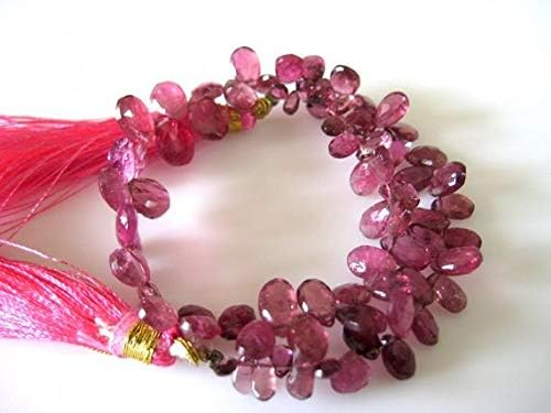 Pink Tourmaline, Faceted Pink Tourmaline Beads, Tourmaline Briolettes, Pear Beads, 8mm to 5mm Beads, 8 Inch Strand Code-HIGH-48600