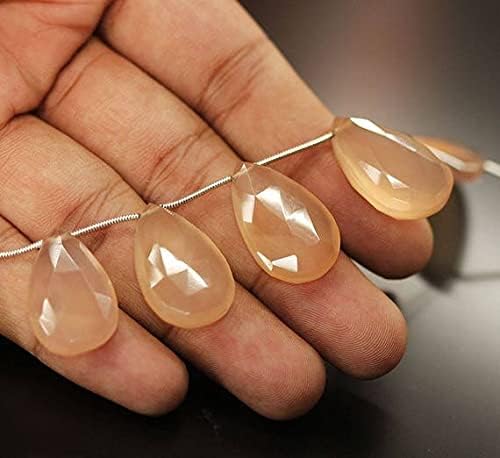 7 inch Strand of Natural Chalcedony 24mm25mm pear Faceted briolette Beads for DIY Jewelry Making. |BRIO_01944