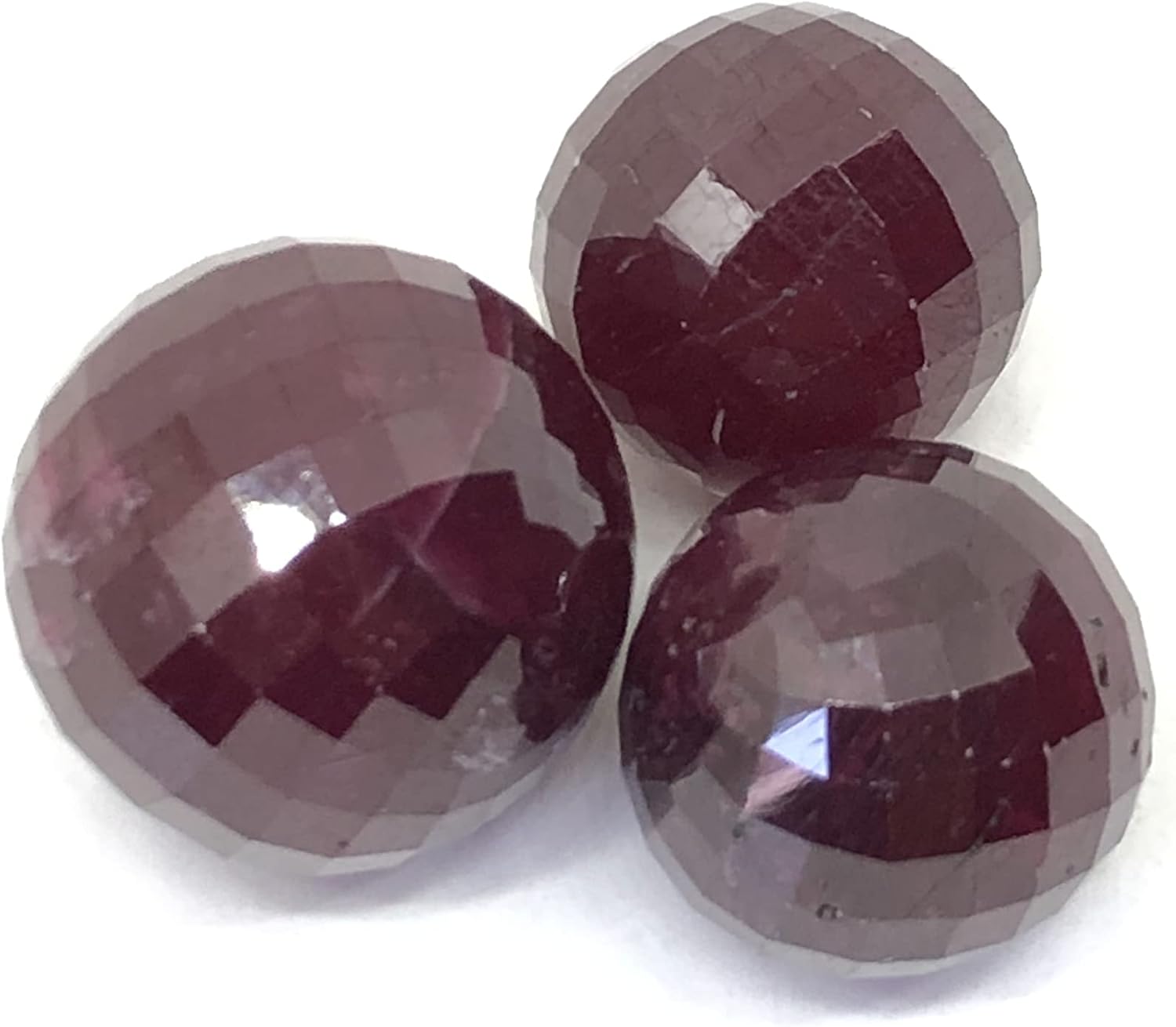 245.48 Ct Ruby Round Shape Sphere Balls Size 18 to 20 mm Cut Faceted Beads 3 Piece Layout Set Loose Gemstone for Making Jewelry