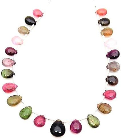 13 inch natural beads strand of 6x8-8x11mm smooth pear multi tourmaline gemstone beads for DIY jewelry - necklace, bracelet, earring, ring.