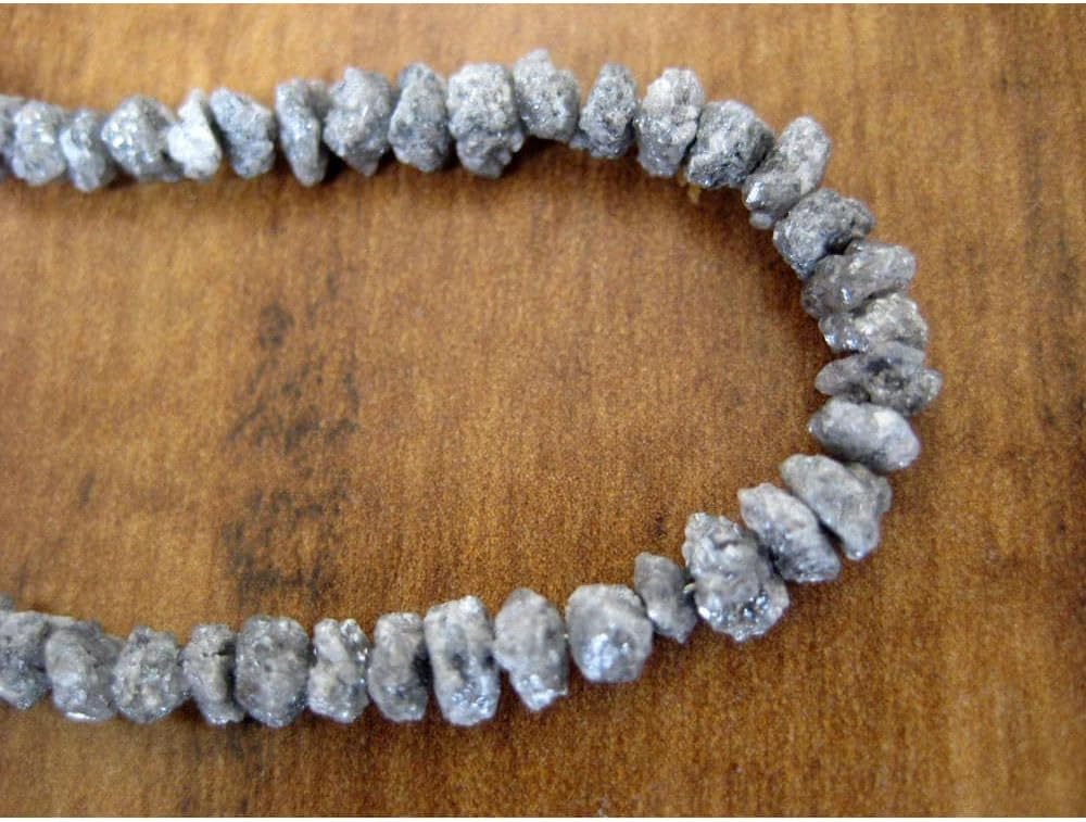 6mm-8mm Sparkling Gray Natural Diamonds, Raw Diamond Beads, 1mm Hole Drilled Beads, Uncut Beads, Rough Diamond Beads (2Pcs To 10Pcs Option), 6 MM - 8 MM