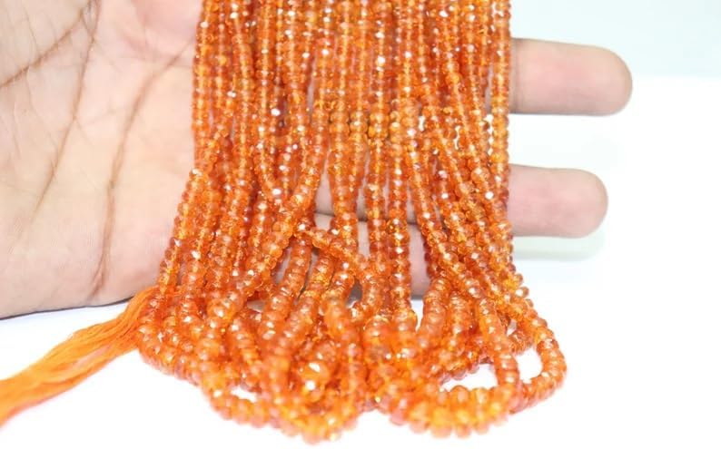 Spessartite Garnet Faceted Rondelle Beads 3.5-5.5 mm AAA Garnet Beads Orange Garnet Beads Fanta Garnet Faceted Beads