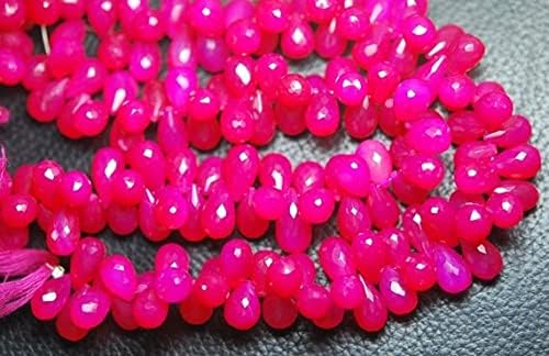 7 inch Strand of Natural Chalcedony 10-12mm Drop Faceted briolette Beads for DIY Jewelry Making. |BRIO_01613