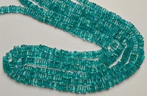 1 strand natural 16 inches super finest -green emerald color apatite smooth square shape beads necklace 3 mm