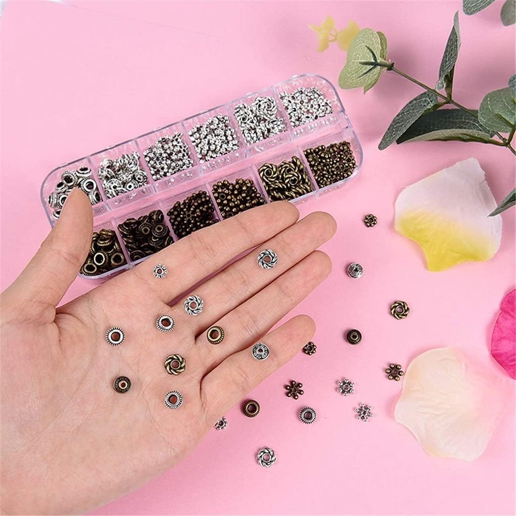300pcs Silver Spacer Beads 6 Style Jewelry Beads Charm Spacers Alloy Beads Kit for Bracelets Necklace Earrings Jewelry Making