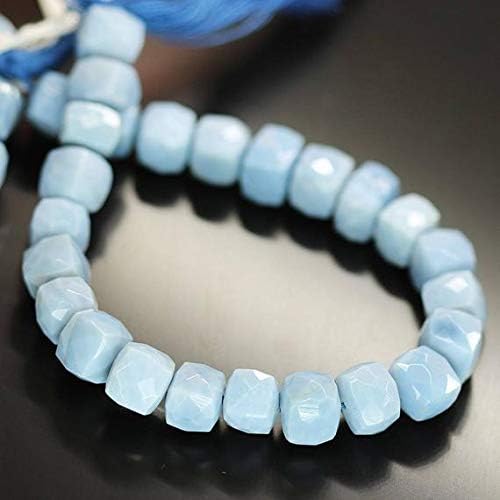 Natural Blue Opal Faceted Square Box Cube Gemstone Loose Craft Beads Strand 7 Inch Long 10mm 8mm Code-HIGH-967