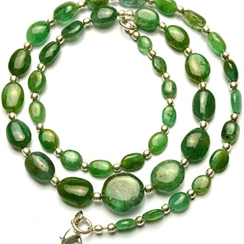 BEADS GEMSTONE 1 Strand Natural Zambia Emerald 5x7 to 11x13MM Smooth Nugget Beads Necklace 17 Inch Long Code-HIGH-4399