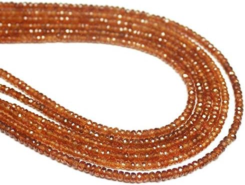 1 Strand Mandarin Garnet rondelle Faceted 13'' Long Strand Gemstone Beads, Jewelry Supplies for Jewelry Making, Bulk Beads, for Meditation Jewellery for Reiki Healing Mystic Gemstone 2.5mm