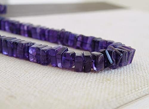 Amethyst Gemstone Square Cut Faceted Rondelle Heishi Cube 6mm 1/2 Strand
