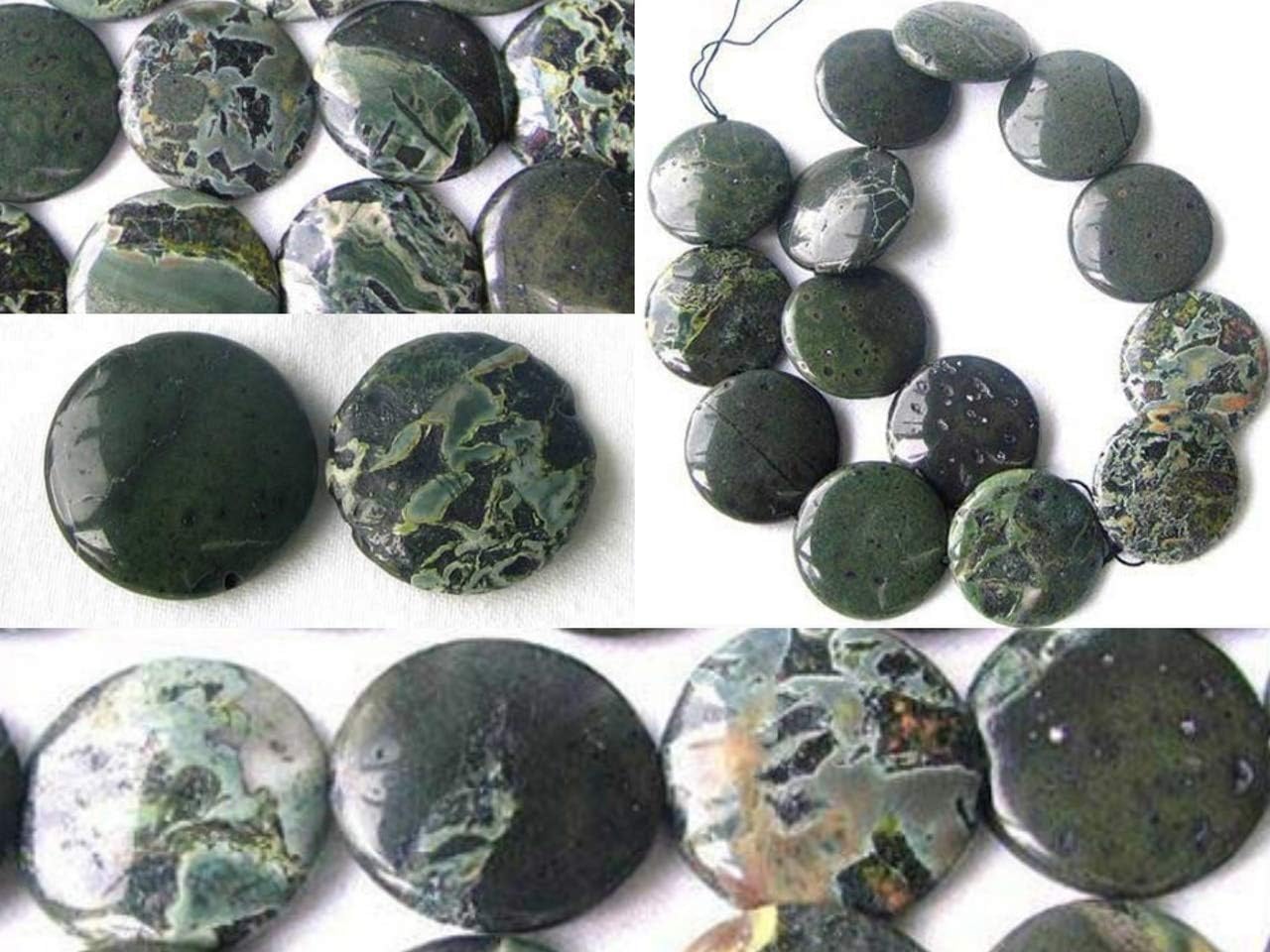 Tsunami Green Sediment Stone Pendant Bead Strand 108560 for Jewelry Making
