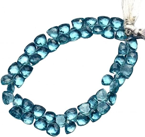 Natural Blue Aquamarine Color Quartz Faceted 8MM Approx. Trillion Shape Briolette Beads 8 Inch lot of 10 Strands CHIK-STRD-94663