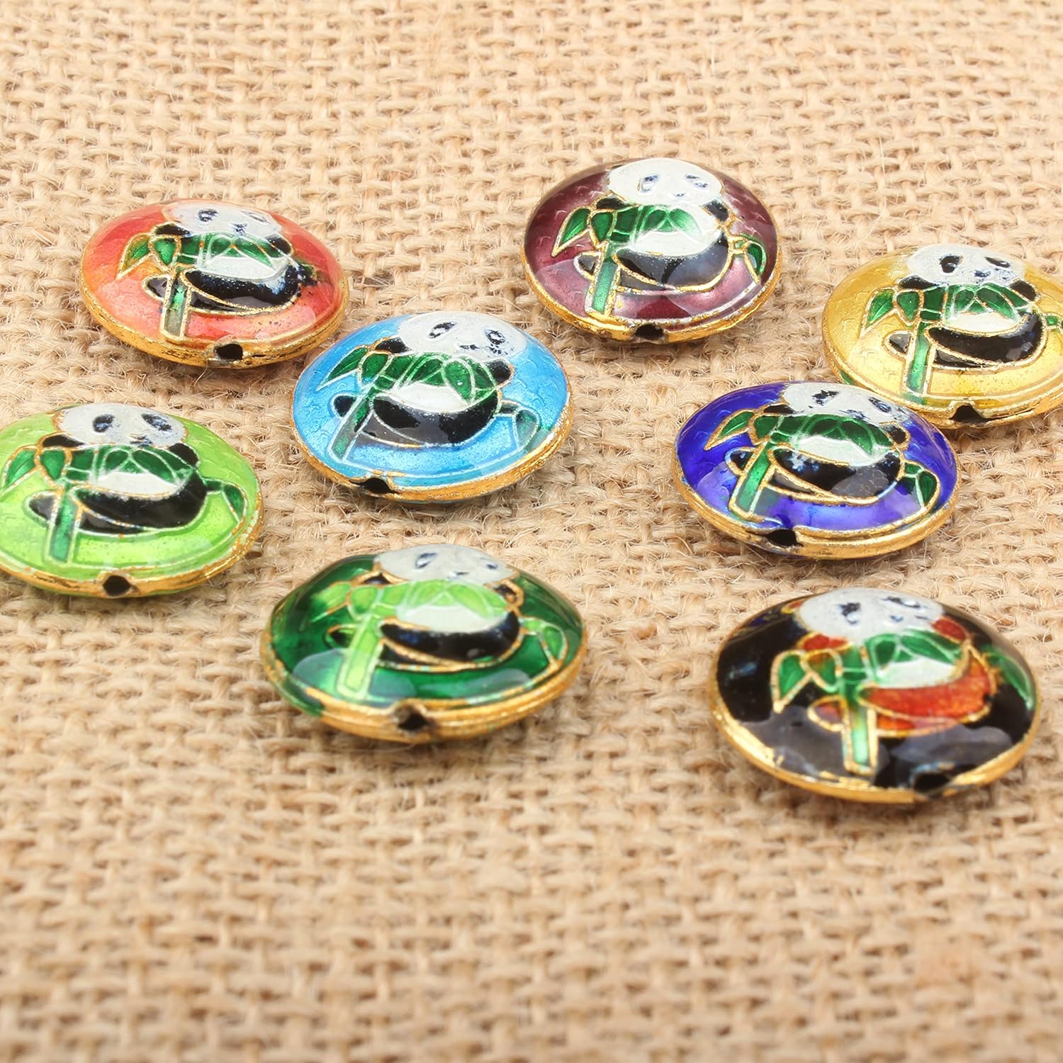 Handmade Cloisonne Enamel Panda Beads Copper tire Women Accessories DIY Necklace Earrings Bracelets Jewelry Making Supplier Chinese Intangible Cultural Heritage