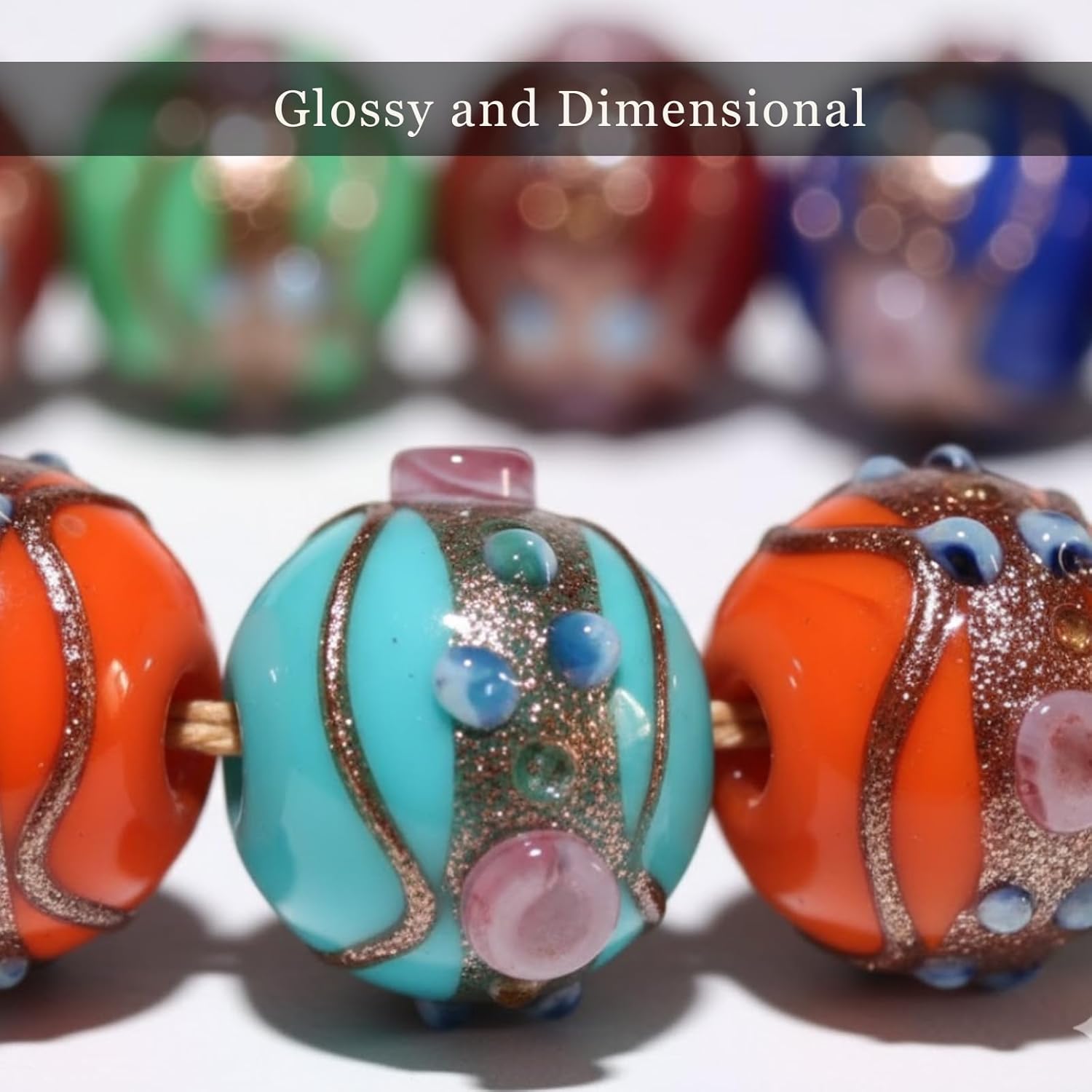 Handcrafted Multicolor Lampwork Glass Beads | Round Beads with Floral & Glitter Designs | Available in 50 Strands | Artistic Assorted for Jewelry Making, DIY Crafts.