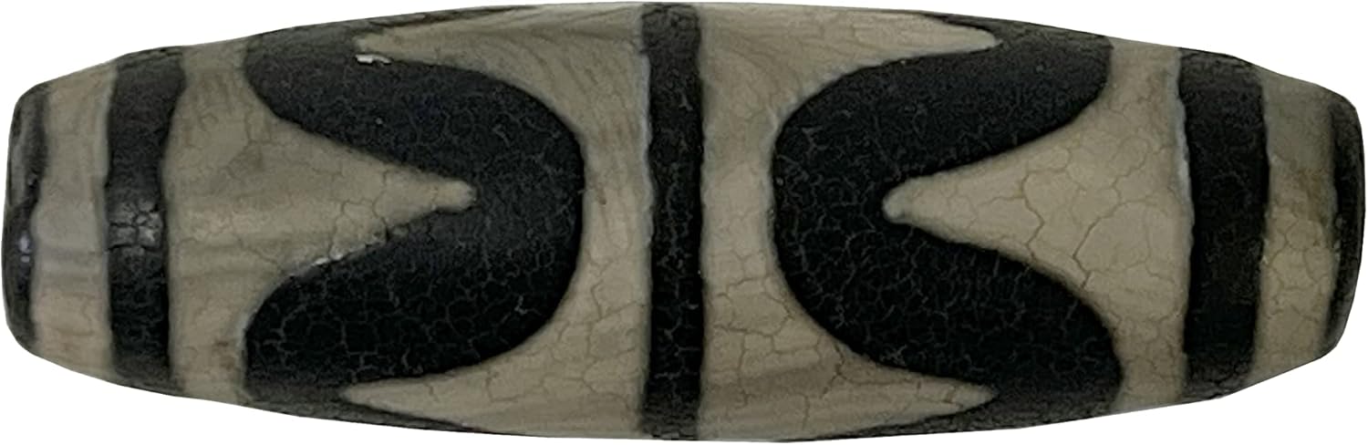 Chinese Handmade Agate Stone Pattern Oval Long Dzi Bead Pendant Aws2399