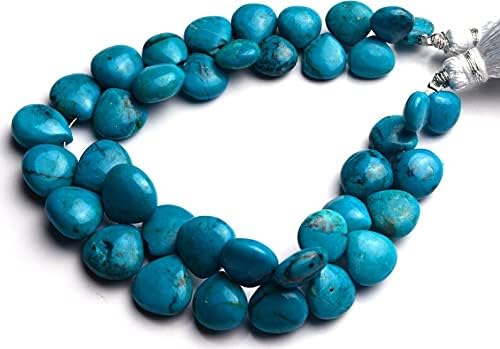 8 inch Strand of Natural Chrysocolla 7-11 mm Heart Smooth briolette Beads for DIY Jewelry Making. |BRIO_02222