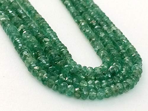 Emerald Beads, Natural Faceted Rondelle, Green Emerald Necklace, 3-5mm, 22 Inch