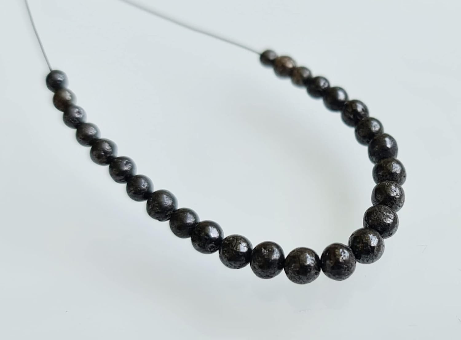 Natural Black Smooth Polished Round Diamond Bead, 2-3.5 mm Rare Diamond Ball Shape Bead for Necklace (6 Pcs To 12 Pcs) - APKJ2
