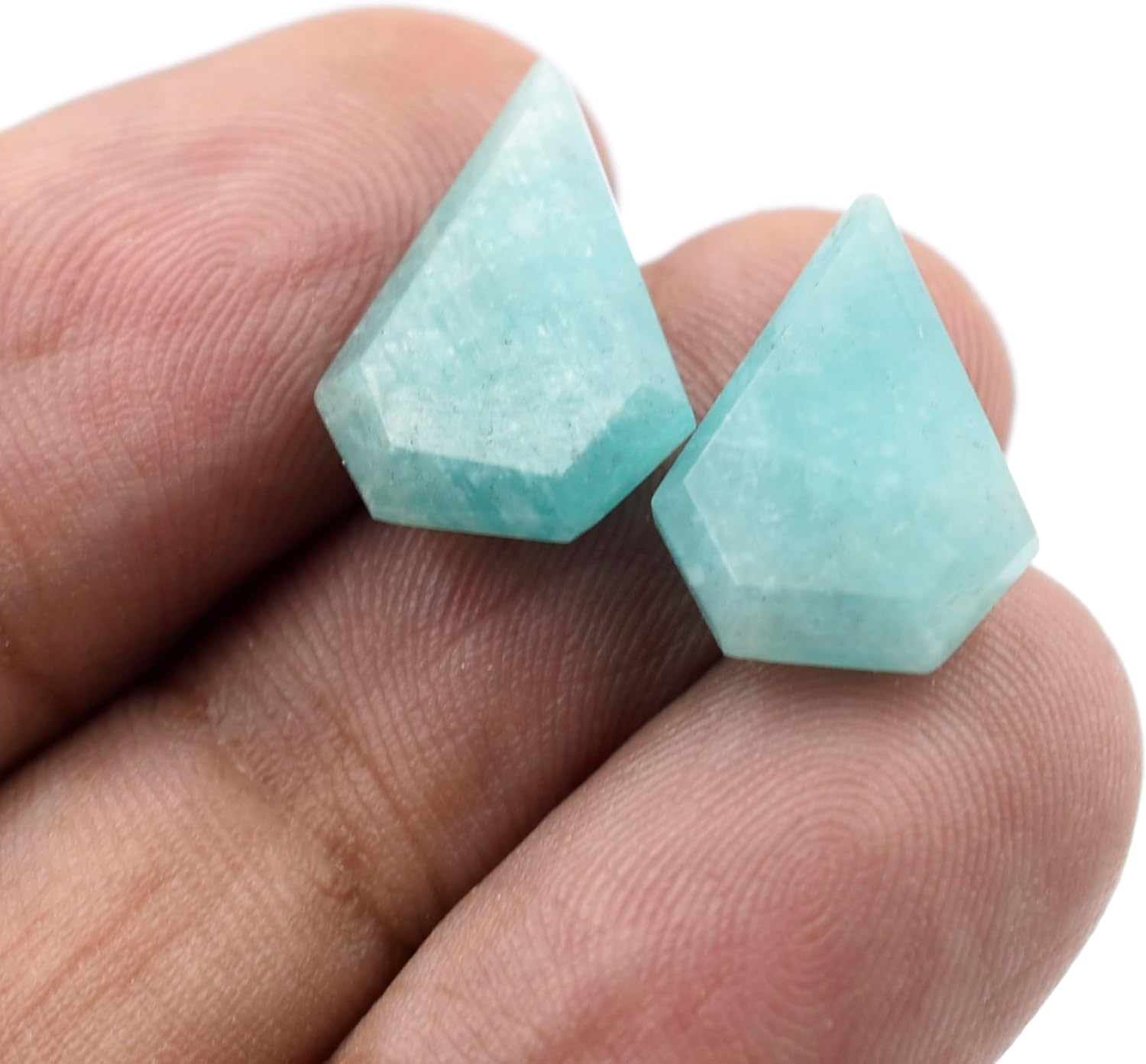 Natural Amazonite Stone Beads for Jewelry Making Faceted Slice Brilliant Cut 10X12 to 12X15 mm Diamond Shape Bead Loose Gemstone DIY pendant Charm Stones