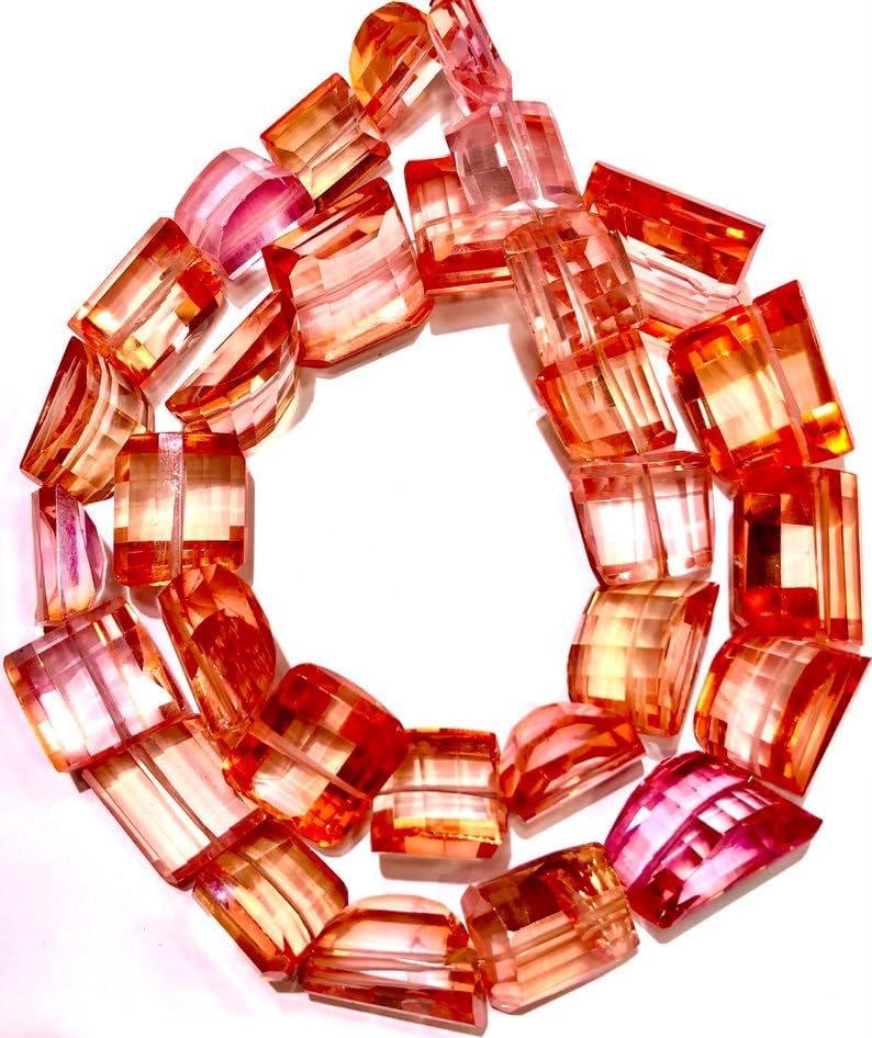 Natural PADPARADSCHA Sapphire Nuggets facated Beads 13-17 MM 18 inch Long String Jewelry Making Gemstone Beads for Necklace Bracelet