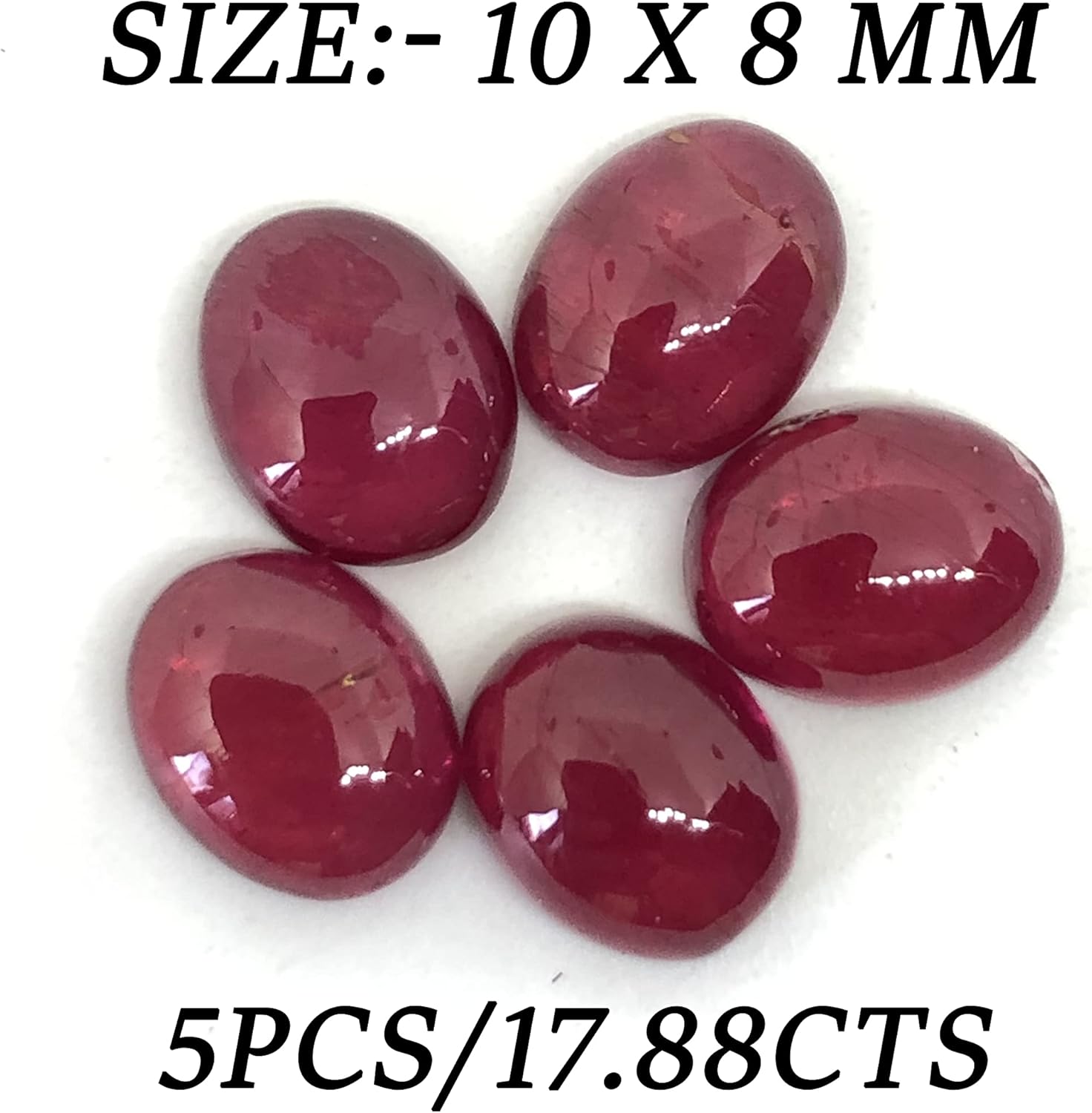 17.88 Ct Natural Deep Red Ruby Oval Shape Cabochon Size 10x8 mm Top AAA+ Quality Wholesale 5 Pieces Lot Loose Gemstone For Making Pendant, Earring, Ring Jewelry