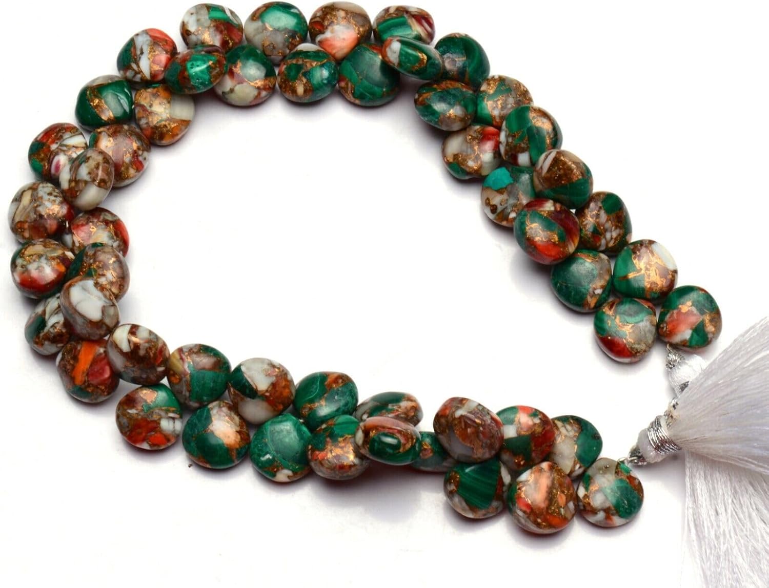 8 inch Strand of Natural Copper Malachite 10mm Heart Smooth briolette Beads for DIY Jewelry Making. |BRIO_02701