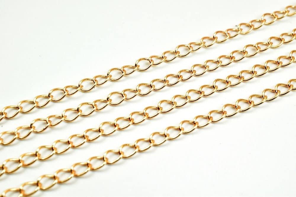 18K Pinky Gold Filled EP Chain Cable Link Chain Width 3mm Thick 1mm Gold-Filled findings for Gold Filled Sold by Foot PGF26