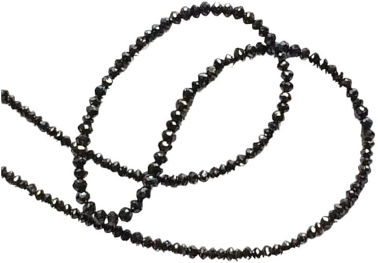 2mm To 3.5mm Black Sparkling Faceted Rondelle Diamond Beads, Black Faceted Diamond Beads, Conflict Free Diamonds For Jewelry (4IN To 8IN), 2 MM - 3.5 MM