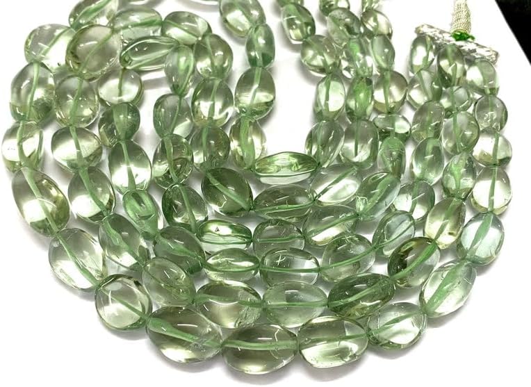 Natural Green Amethyst Nugget Smooth Beads 10x15-14x18mm 22 inch Long String Jewelry Making Gemstone Beads for Necklace Bracelet