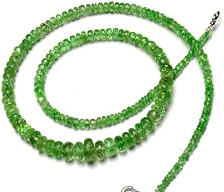Natural Gemstone Tsavorite Faceted 3 to 9MM Big Size Rondelle Beads 19 Inch Full Strand Very Rare Gem Beads Necklace Green Garnet