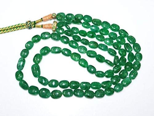 2 Lines Dyed Emerald Smooth Oval Shape Necklace, Dyed Emerald Smooth Oval Beads, Emerald Necklace, 9x10-12.5x15 mm